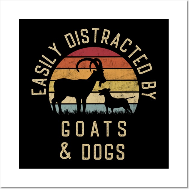 Easily distracted by Goats and dogs I like heart Goat dog Wall Art by sports_hobbies_apparel